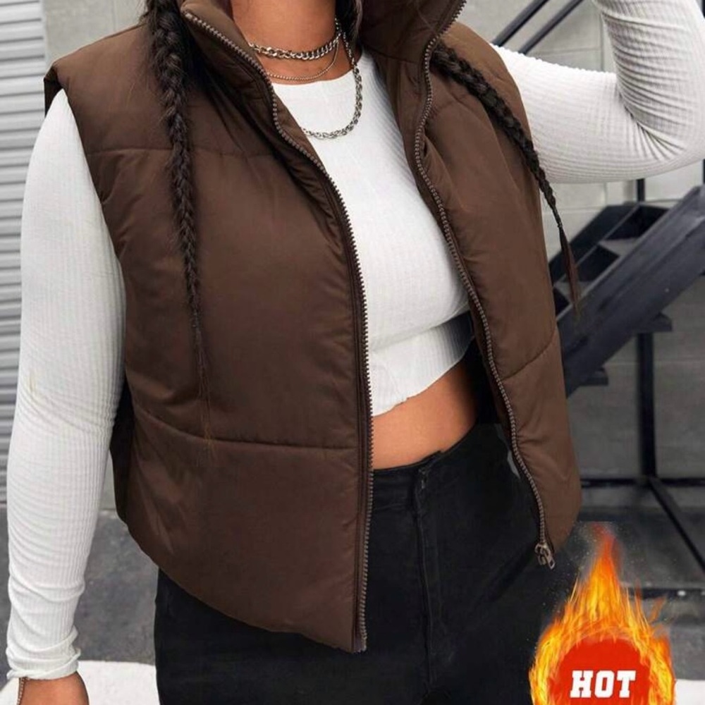SHEIN Brown Puffer Vest